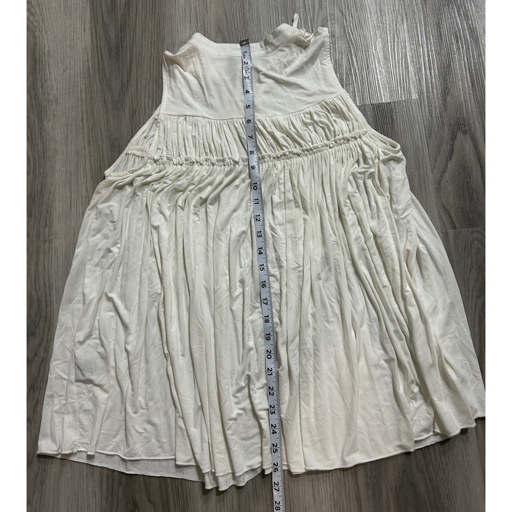 POL Womens Cream Ruffle Tie Front Sleeveless Babydoll Boho Flowy Top Small - Picture 6 of 6